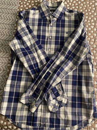 Camisa G-Star Raw a cuadros azul y blanco