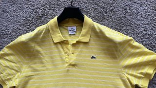 Polo Lacoste Rayas Hombre Amarillo