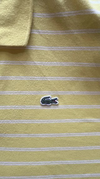 Polo Lacoste Rayas Hombre Amarillo
