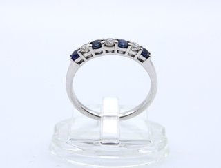 Anillo Oro Blanco 18kt Diamantes y Zafiros