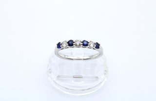 Anillo Oro Blanco 18kt Diamantes y Zafiros