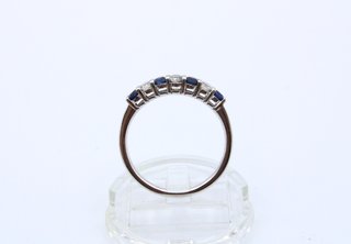 Anillo Oro Blanco 18kt Diamantes y Zafiros