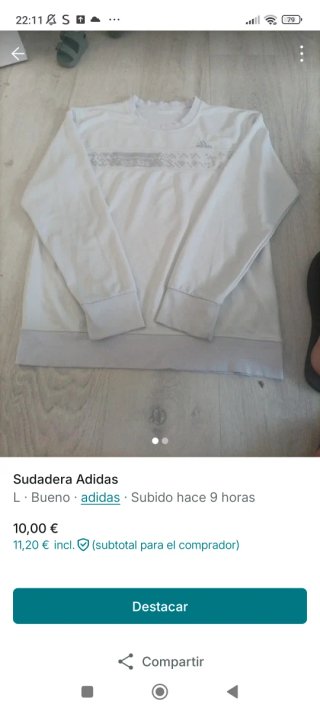 Sudadera Adidas Blanca Talla L