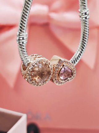 Pandora Charm Corazón y Círculo Rose Gold