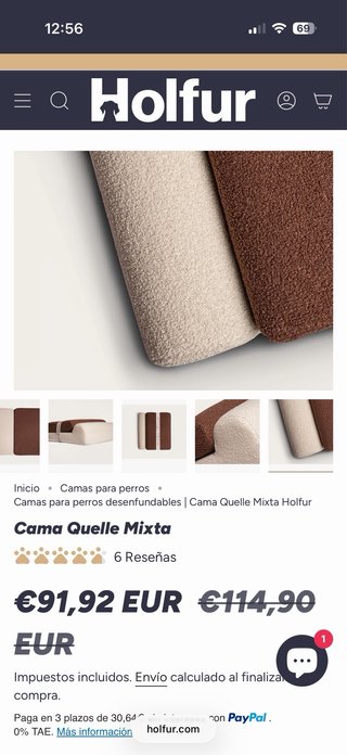 Cama ortopédica viscoelástica Talla S