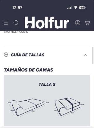 Cama ortopédica viscoelástica Talla S