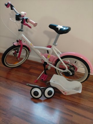 Bicicleta infantil blanca y rosa