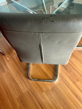 Juego de 4 sillas comedor polipiel gris