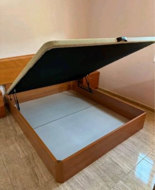Canapé a ribalta in legno con 4 angoli arrotondati in legno massello da 3 cm, con coperchio rinforzato, apertura frontale e laterale, materassi viscoelastici e a molle, 25 cm e 30 cm di spessore, alta qualità