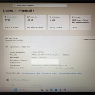 PORTATIL ASUS RYZEN 5 7520U 16GB RAM 512GB SSD 15"