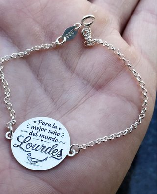 Pulsera Plata de ley Mejor Seño del Mundo Lourdes