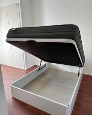 Canapé a ribalta in legno con 4 angoli arrotondati in legno massello da 3 cm con coperchio rinforzato