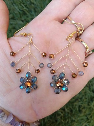 Lote pendientes cristal: dorados y plateados