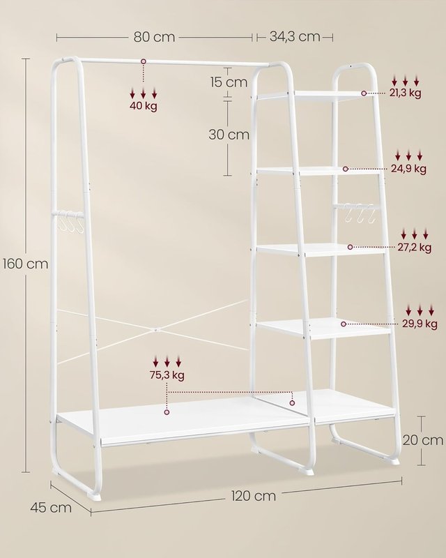 VASAGLE Appendiabiti a Muro, Appendiabiti RGR116W02