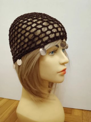 Berretto rete con maxi paillettes