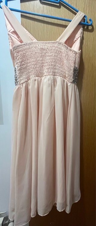 Vestido de fiesta rosa y plateado