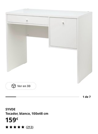 Escritorio Ikea SYVDE Blanco con Cristal