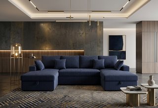 Sofá Modular Azul Tela Alta Calidad