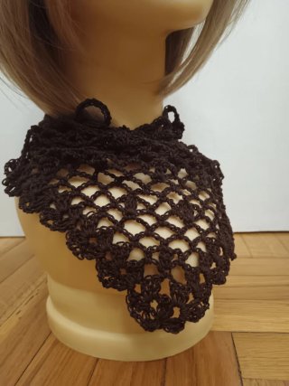 Bandana foulard marrone a crochet