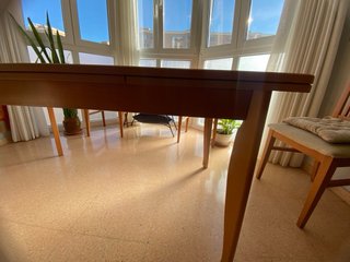 Mesa extensible madera pino acabado peral