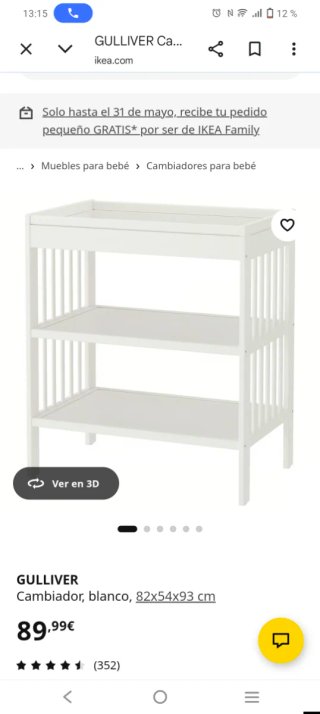 Cambiador Ikea Bebé Blanco Gulliver