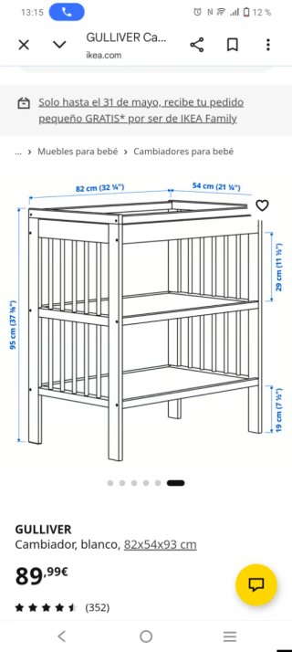 Cambiador Ikea Bebé Blanco Gulliver