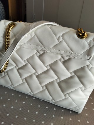 Borsa Enrico Coveri bianca con tracolla oro