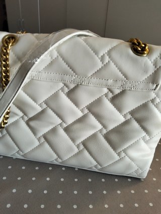 Borsa Enrico Coveri bianca con tracolla oro