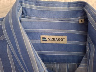 Camisa manga Larga. Rayas azul. SEBAGO Talla 4