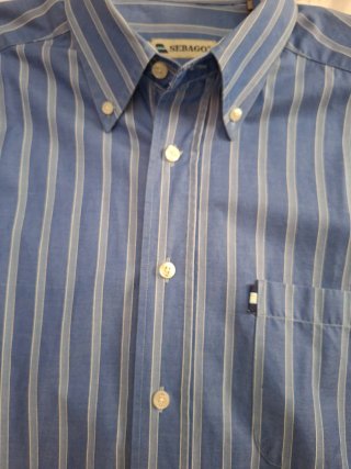 Camisa manga Larga. Rayas azul. SEBAGO Talla 4