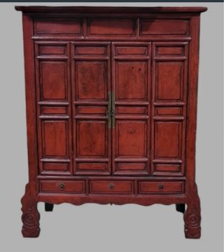 Armario Mueble Chino Madera Rojo
