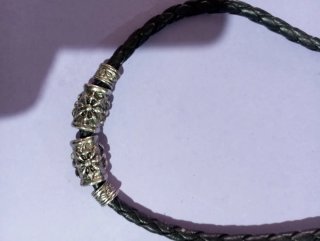 Collar Cuero Trenzado Tribal Plata
