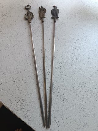 Set 3 spiedini vintage bronzo/ottone
