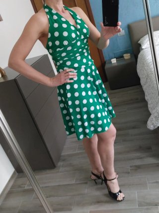 Abito vintage anni '50 pois verdi