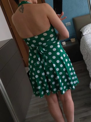 Abito vintage anni '50 pois verdi