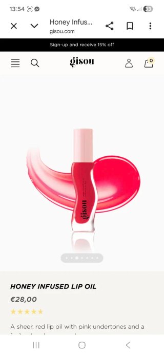Gisou Honey Infused Lip Oil Strawberry Sorbet