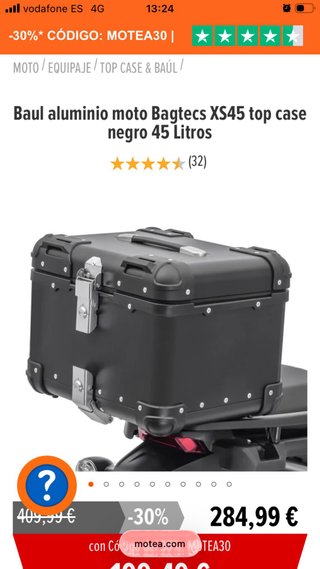 Baúl para moto negro con interior acolchado