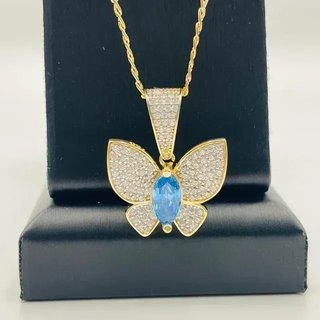 Colgante Mariposa con circonita Azul y blancas.