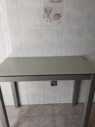 Mesa cristal y metal extensible 90x45