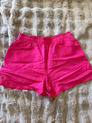 Pantalón corto lino rosa
