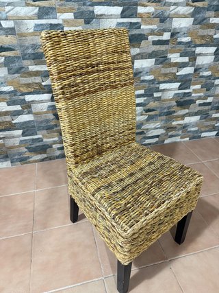 Silla Ratán y Madera Beige/Marrón