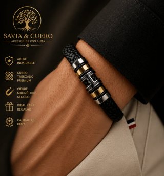 Pulsera Savia & Cuero Acero Inoxidable Cuero