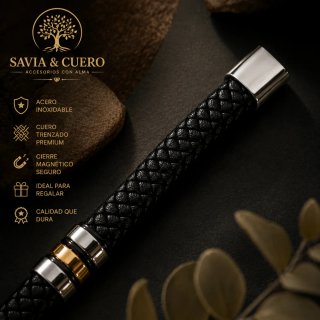 Pulsera Savia & Cuero Acero Inoxidable Cuero