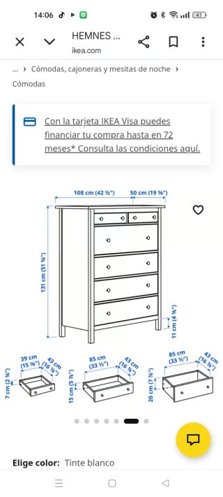 Sinfonier IKEA de madera con 6 cajones