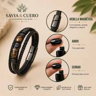 Pulsera Ojo de Tigre Savia & Cuero