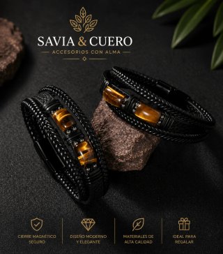Pulsera Ojo de Tigre Savia & Cuero