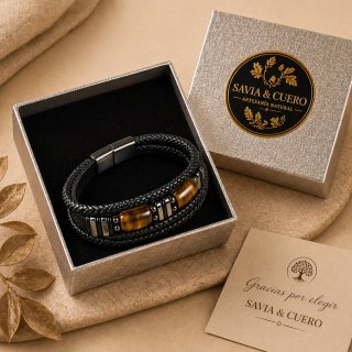 Pulsera Ojo de Tigre Savia & Cuero