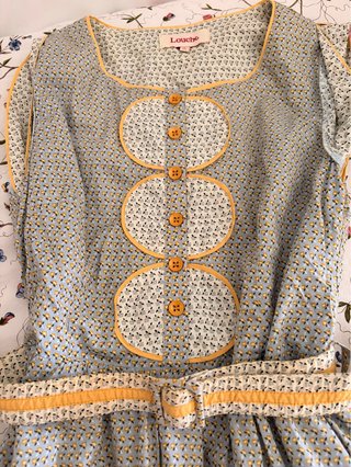 Vestido vintage azul y amarillo
