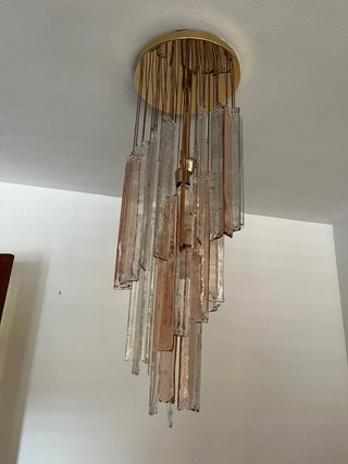 Lámpara Murano Vintage Cristal Rosa y Transparente