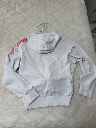 Sudadera Adidas Blanca con Logo Rosa